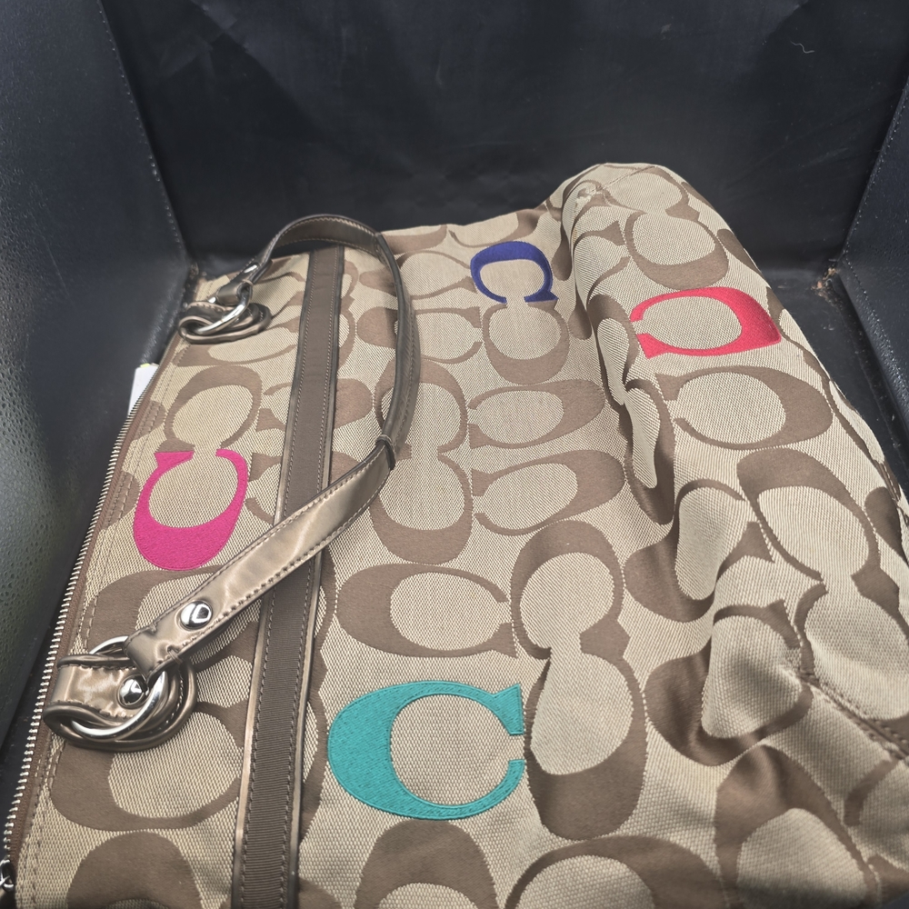 Coach Tan and Multicolor Signature Shoulder‎ Bag - Picture 4 of 7